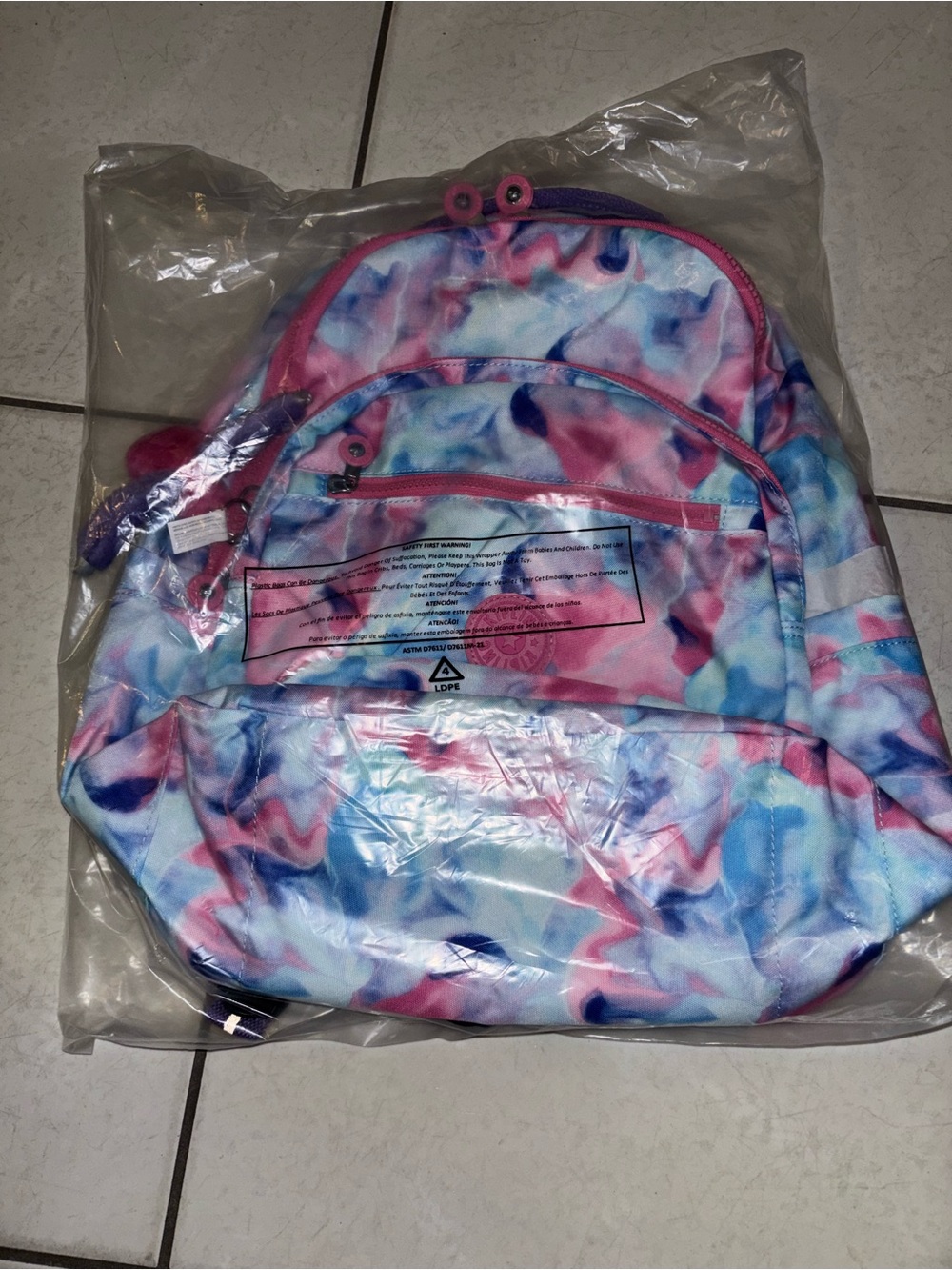 Kipling Tie-Dye Backpack - Pink & Blue